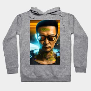 Tattooed cyberpunk man Hoodie